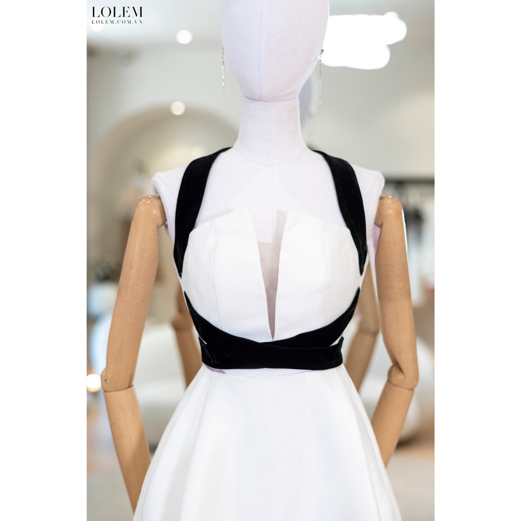 Đầm dự tiệc sang trọng LOLEM DX336 dáng xòe vải tafta xước giữ form tốt