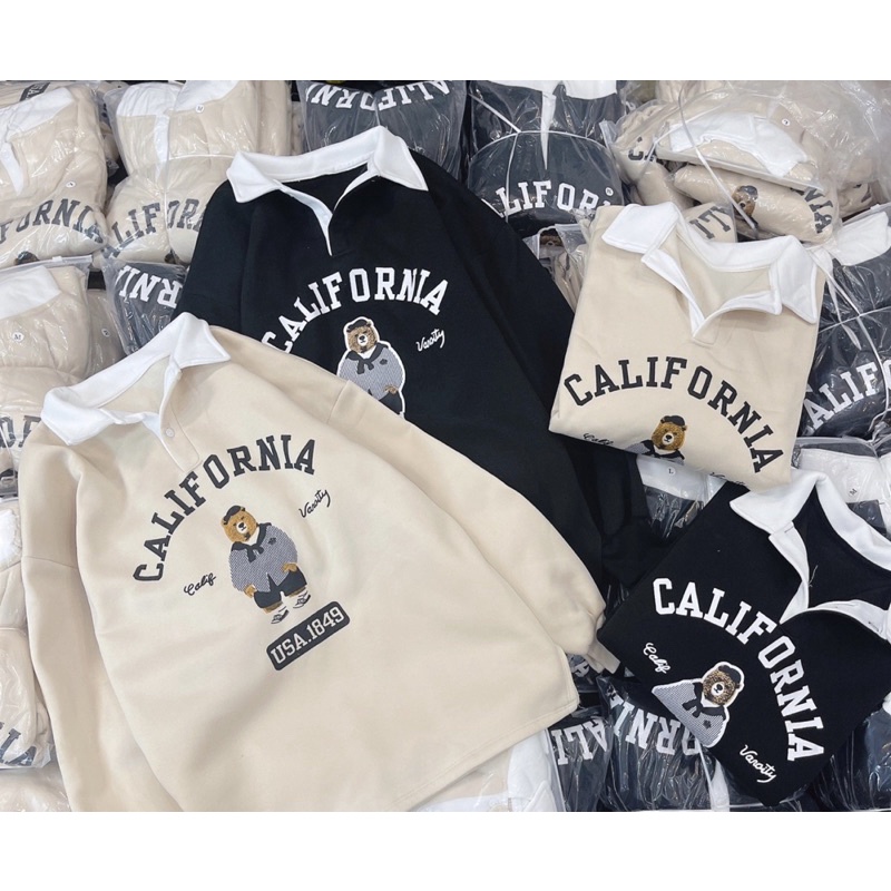 ÁO NỈ BÔNG GẤU CỔ POLO