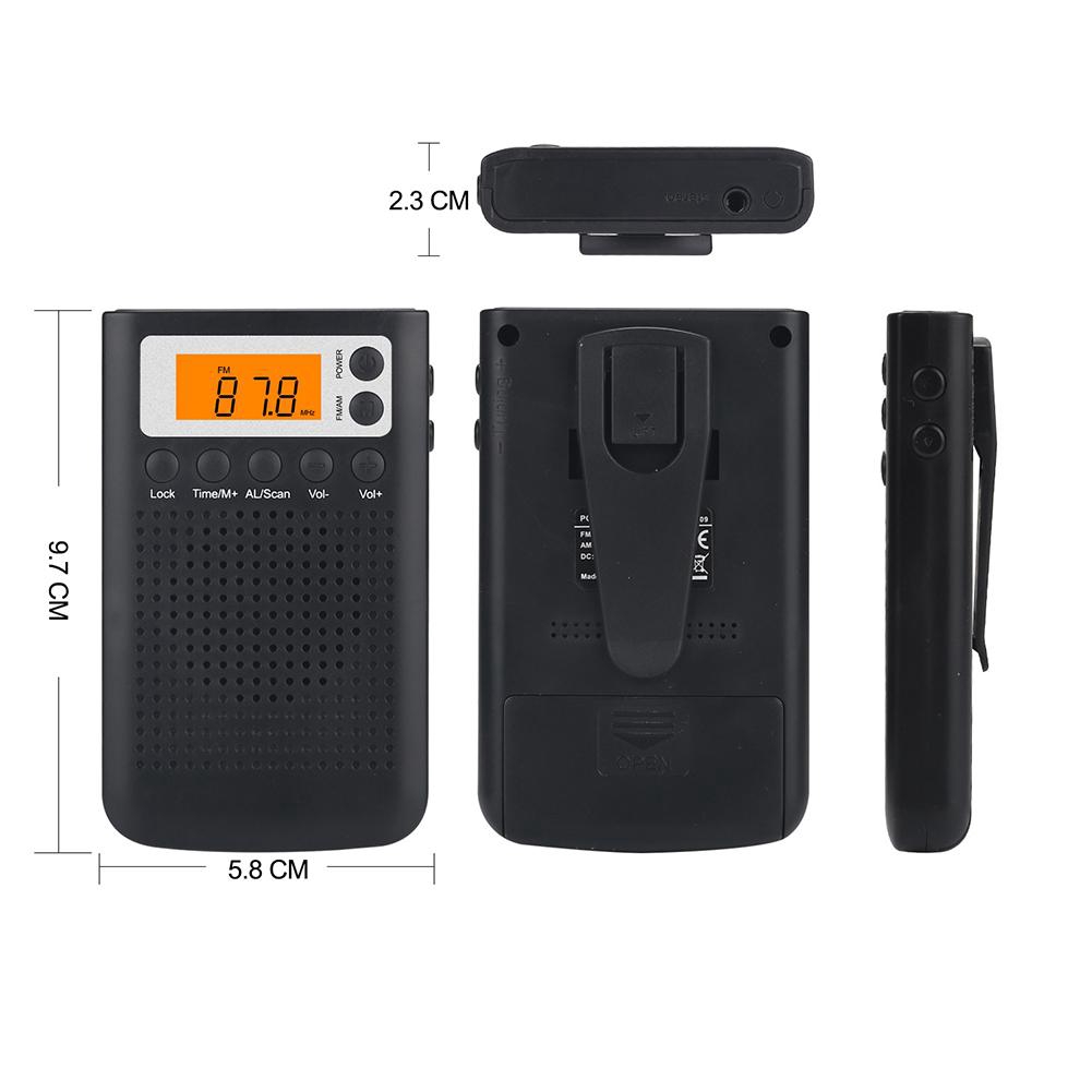 Mini Radio Portable Stereo Pocket Radio Speaker with Built-in Speaker Headphone Jack AM FM Alarm Clock Radio