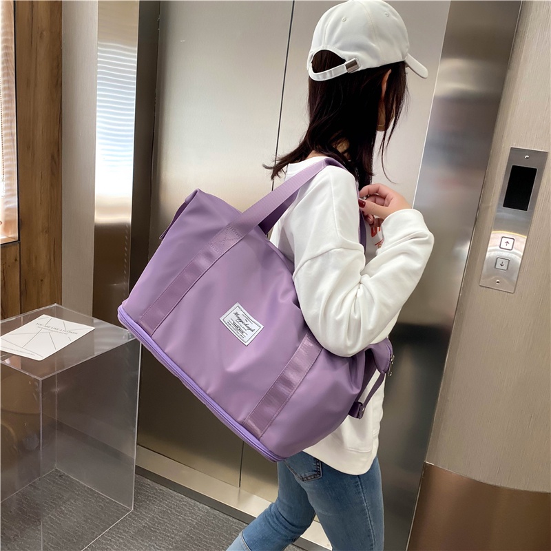 Túi xách đeo vai đựng đồ tập gym/ yoga sức chứa lớn màu trơn chống thấm nước thời trang cho nữ