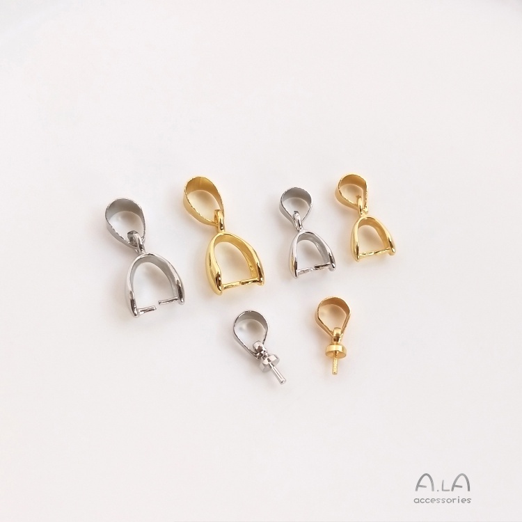 Khóa Kẹp Nửa Lỗ Bằng Bạch Kim Màu Vàng 18K Dùng Làm Mặt Dây Chuyền DIY
