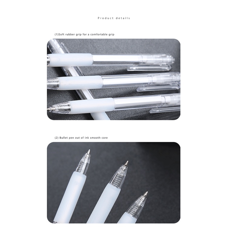 Bút Mực Nước Dạng Nhấn 0.5mm Màu Đen Trong Suốt Và Đơn Giản Ruột bút gel Bút mực Bút bi bấm bút nhiều màu bút bi nước đen