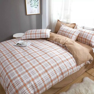 Bộ chăn ga cotton poly Kẻ Ô Hàn Quốc