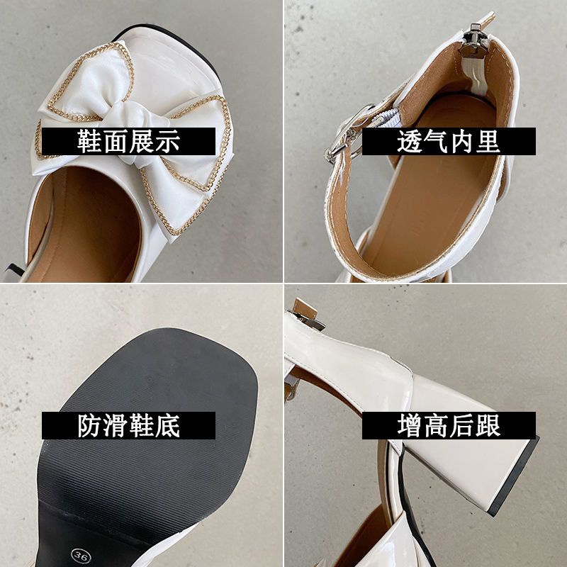 Giày Sandal Cao Gót Đính Nơ Xinh Xắn Thời Trang Xuân Hè Cho Nữ