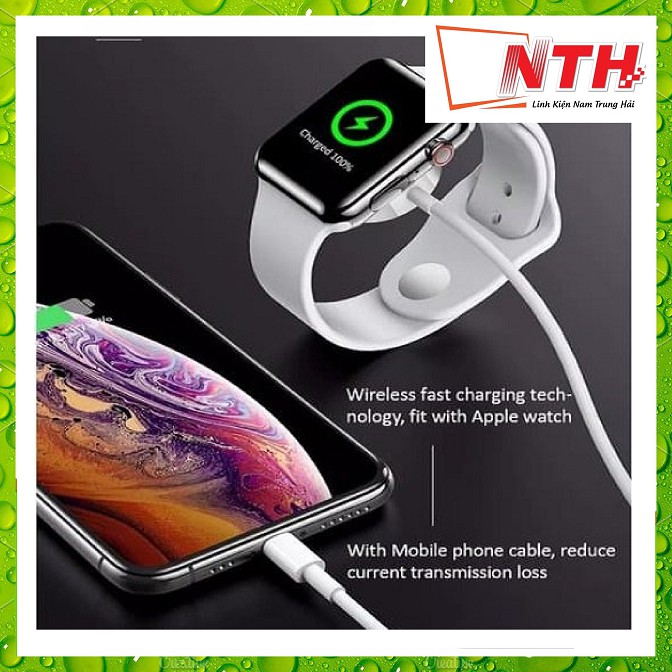 Dây cáp sạc 2 trong 1 dài 1 mét dành cho đồng hồ Apple Watch Series 1 2 3 4 và điện thoại iPhone 7 8