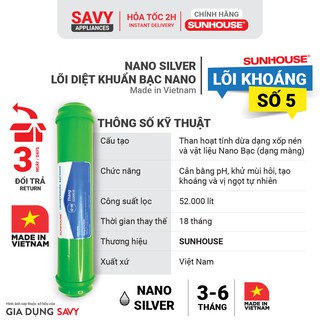 Lõi lọc nước số 5 - SHRLL5 [Chính hãng Sunhouse] - Lõi nano silver