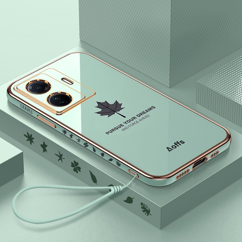 Ốp Điện Thoại Silicon Cao Su Hình Lá Phong 6D Cho Vivo Y77 5G Y21 Y33S Y21S Y16 Y35 Y22S Y22 Y02S Y95 Y75 Y15S T1