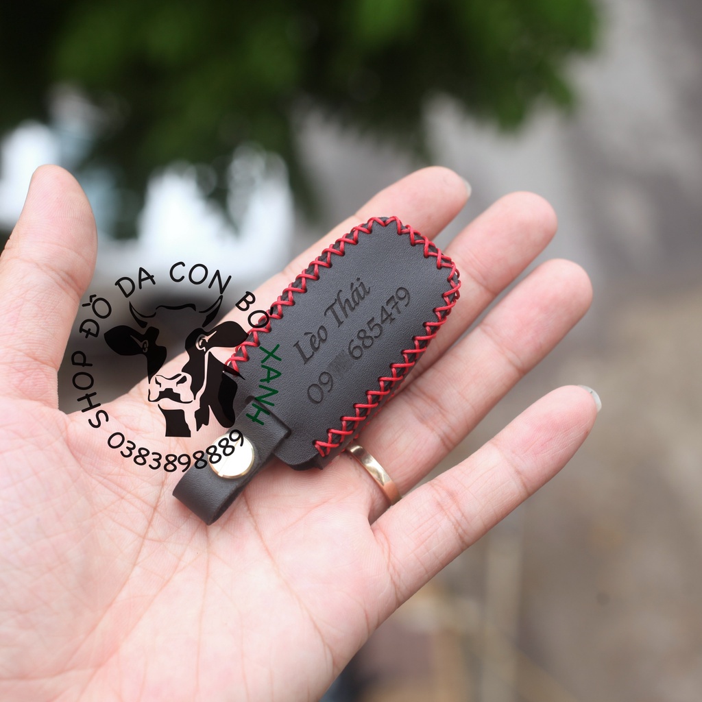 Bao da chìa khoá Ford Everest 2009 loại 2 phím bấm handmade da thật 008