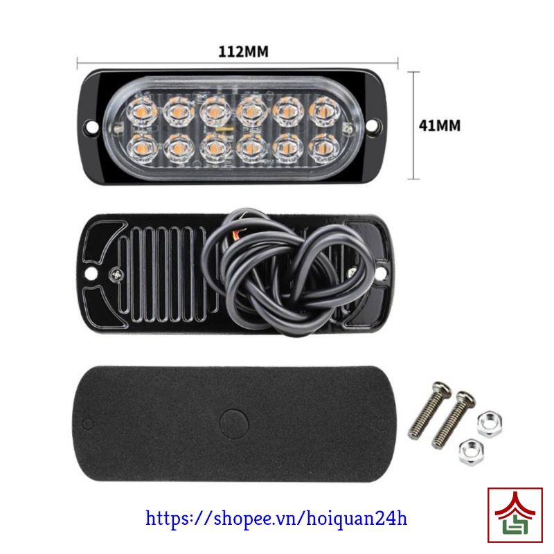 Đèn Nháy Chớp Police Cảnh Sát 12 Led 24 Led Vỏ Nhôm Chống Nước