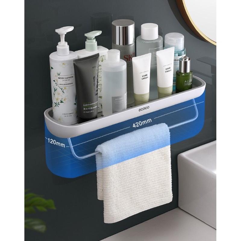 Kệ Nhà Tắm ECOCO Đa Năng Dán Tường Có Thanh Treo Inox