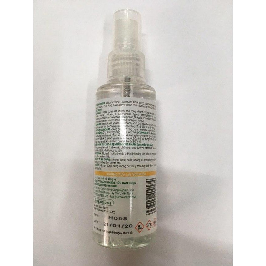 Nước rửa tay sát khuẩn nhanh Clincare 70ml | BigBuy360 - bigbuy360.vn