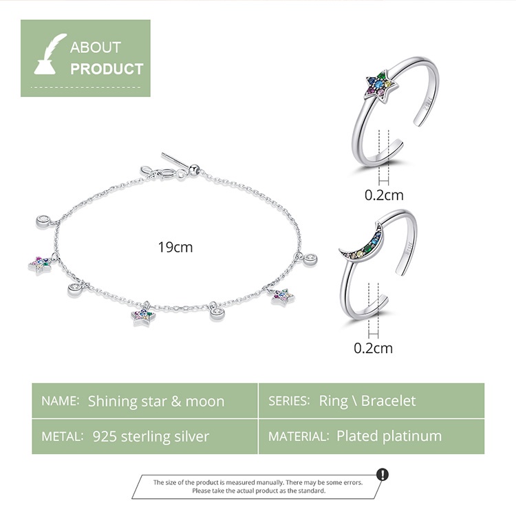 Vòng tay Bamoer SCB227 bạc 925 hình ngôi sao thời trang dùng làm quà tặng cho nữ