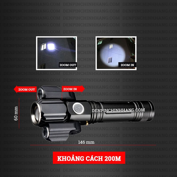 Đèn Pin Siêu Sáng Kinsach Ks-738 3 Bóng Xoay 360 Độ