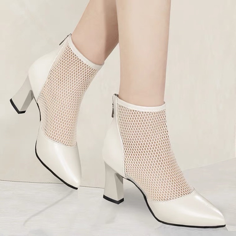 Bốt lưới mũi nhọn gót 7cm