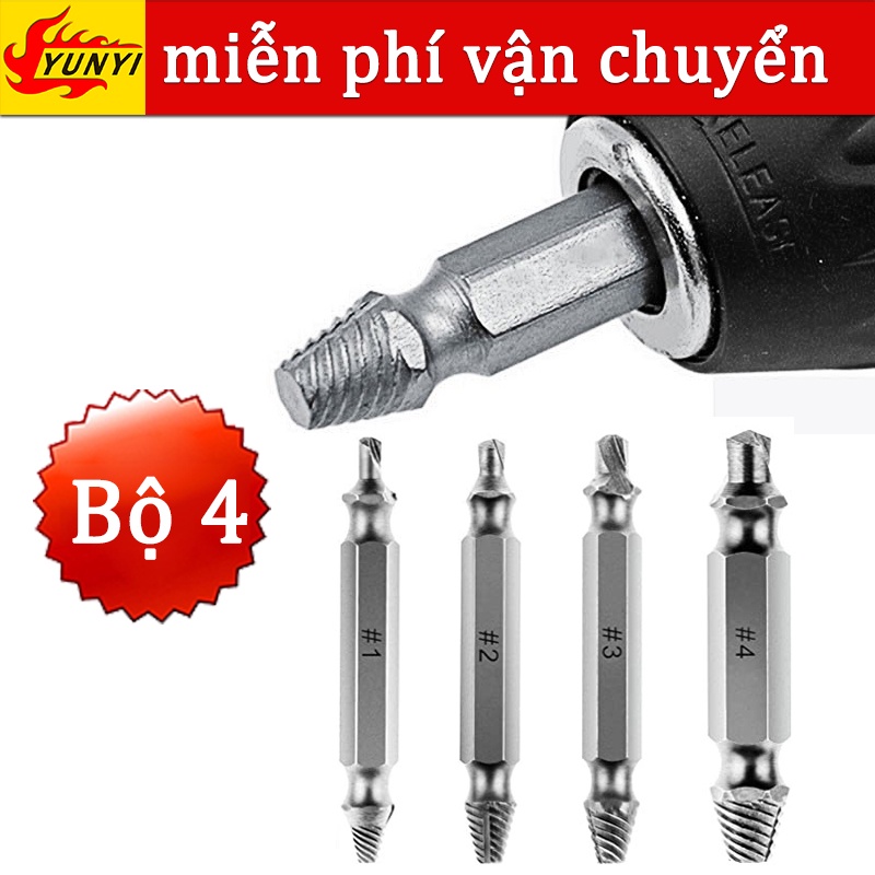 mũi khoan lấy ốc gãy Bộ 4 lấy ốc gãy，Loại bỏ bất kỳ ốc vít hoặc bu lông