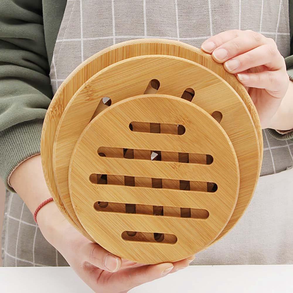 Giá Đỡ Cốc / Đĩa Bằng Tre Cách Nhiệt Chống Trượt Tiện Dụng