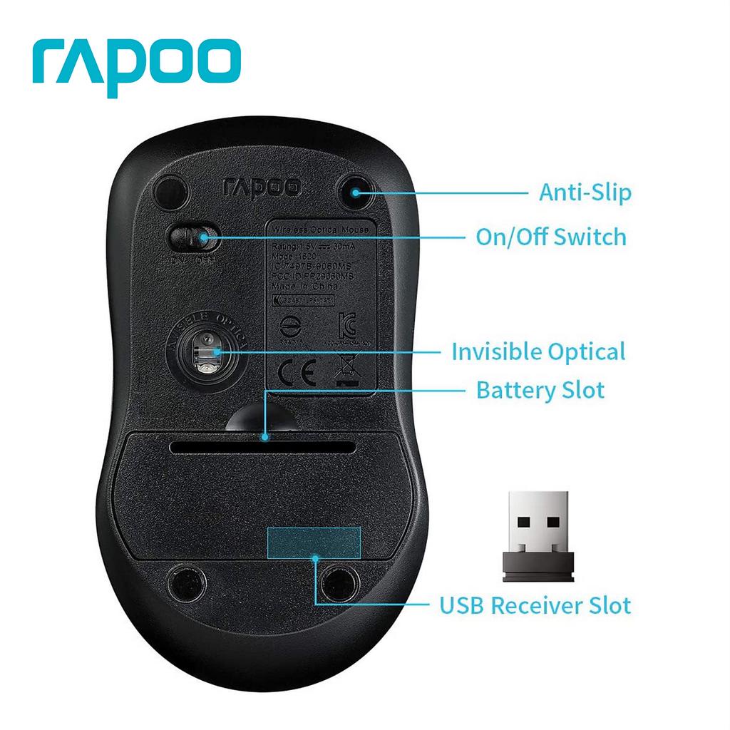 Chuột Không Dây Silent Wireless RAPOO 1680 - Hàng Chính Hãng