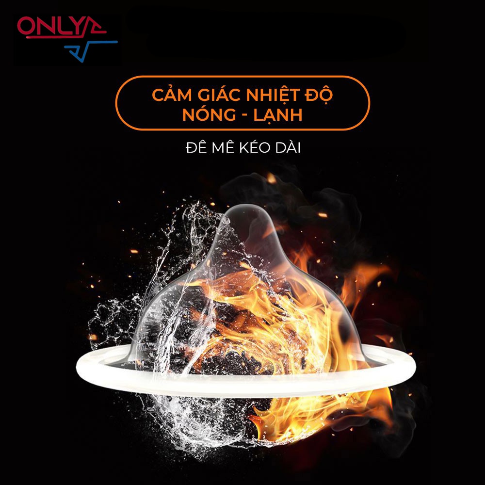 Bao Cao Su Kéo Dài Thời Gian ONLYX 001 Lửa Băng Hộp 10 BCS Tặng 1 BCS Đen