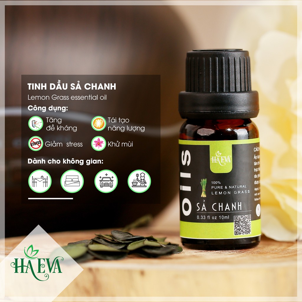 Tinh dầu thiên nhiên xông phòng Sả Chanh Haeva kháng khuẩn, khử mùi