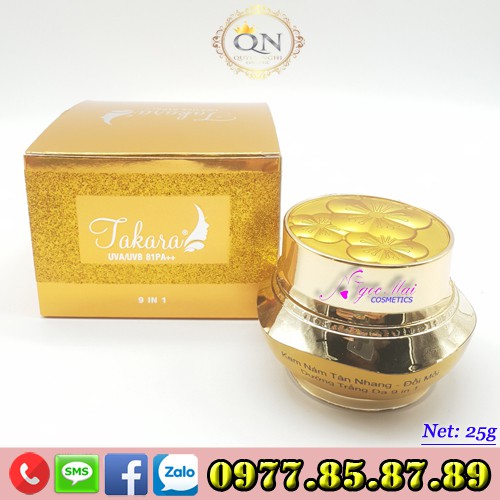 Kem Nám, Tàn nhang, Đồi mồi, Dưỡng trắng da, Giảm thâm, Se khít lỗ chân lông 9 in 1 TAKARA (25g)