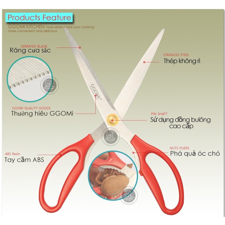 KÉO ĐẸP NHÀ BẾP GGOMI GG155 - 86472 dài 255mm