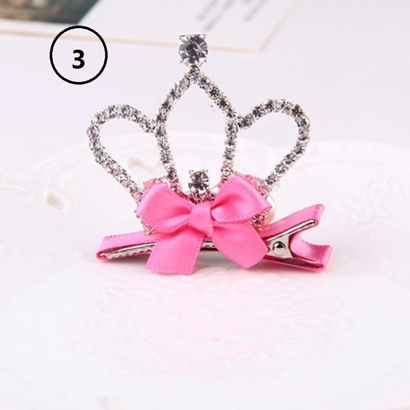 Kẹp Tóc Hình Vương Miện Công Chúa Đính Đá Xinh Xắn Dành Cho Bé Gái