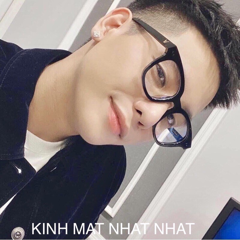 Gọng kính chữ V cho nam nữ, Kính mắt vuông hai chấm thời trang Hàn Quốc nhiều màu sắc FERADO ( tặng kèm hộp đựng kính )