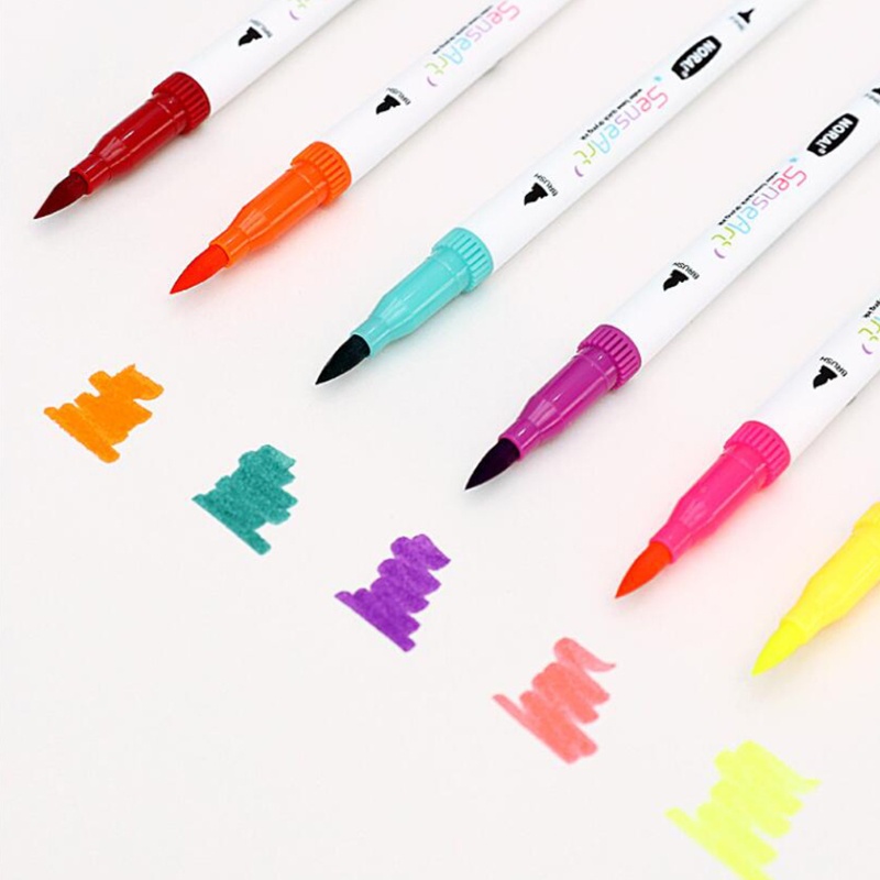 Seng Set 12 / 18 / 24 Cọ Vẽ Màu Nước Hai Đầu Tiện Dụng