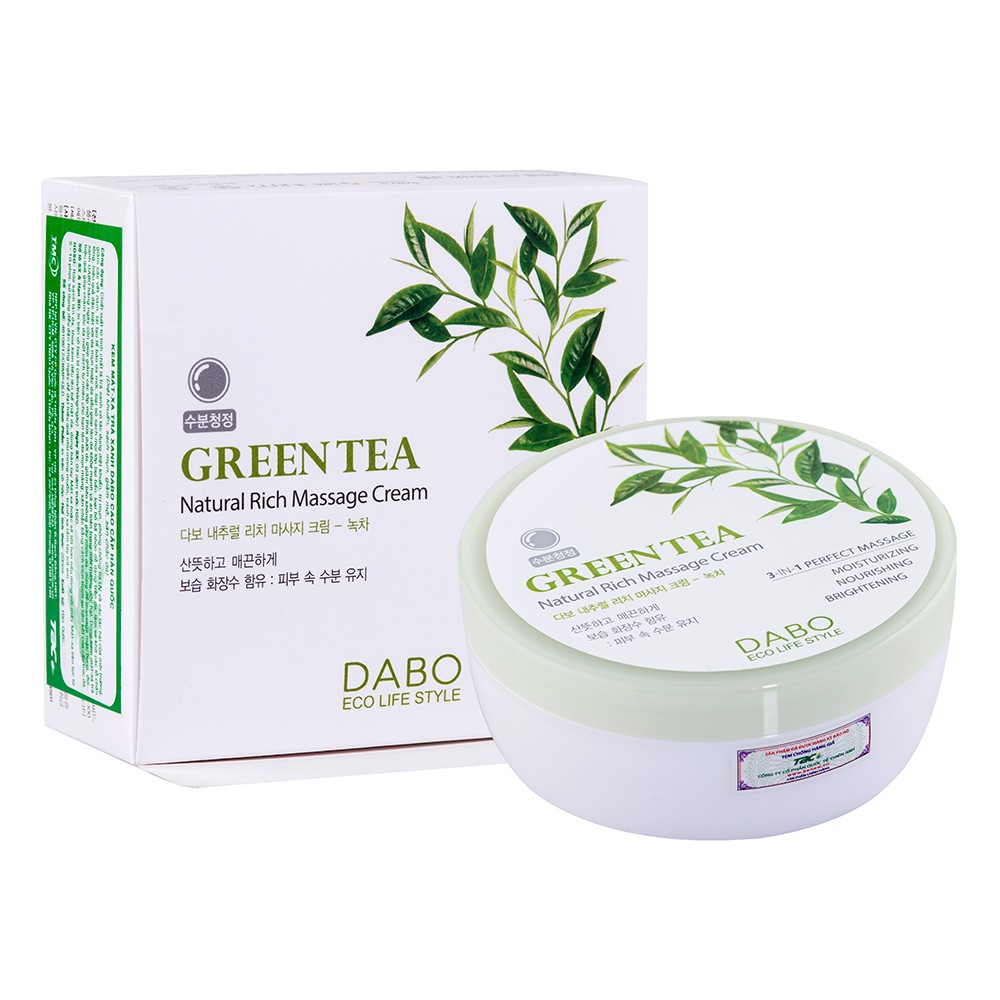 Kem massage mặt và toàn thân làm trắng và tái tạo da Green Tea Natural Cream Hàn Quốc 200ml