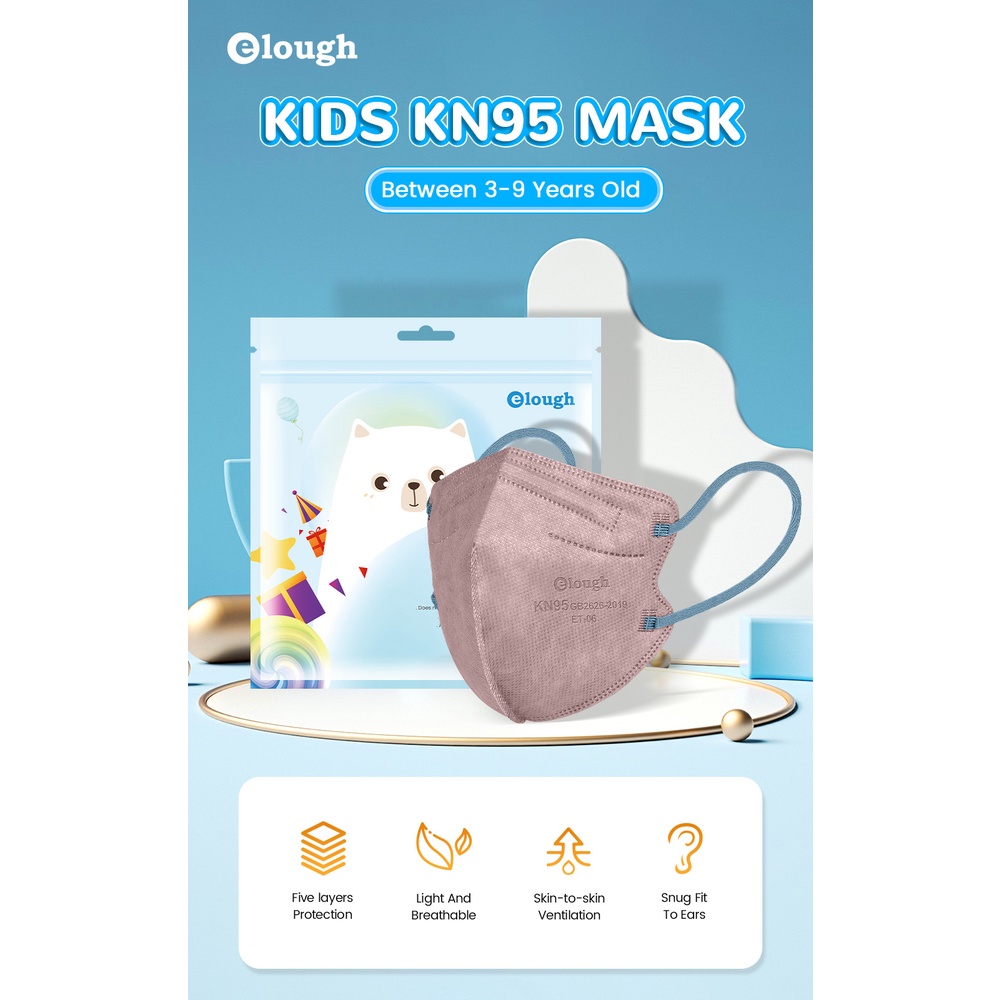 Set 10/20/30/50 Khẩu Trang 3-9 FFP2 5 Lớp Kn95 Dành Cho Trẻ Em