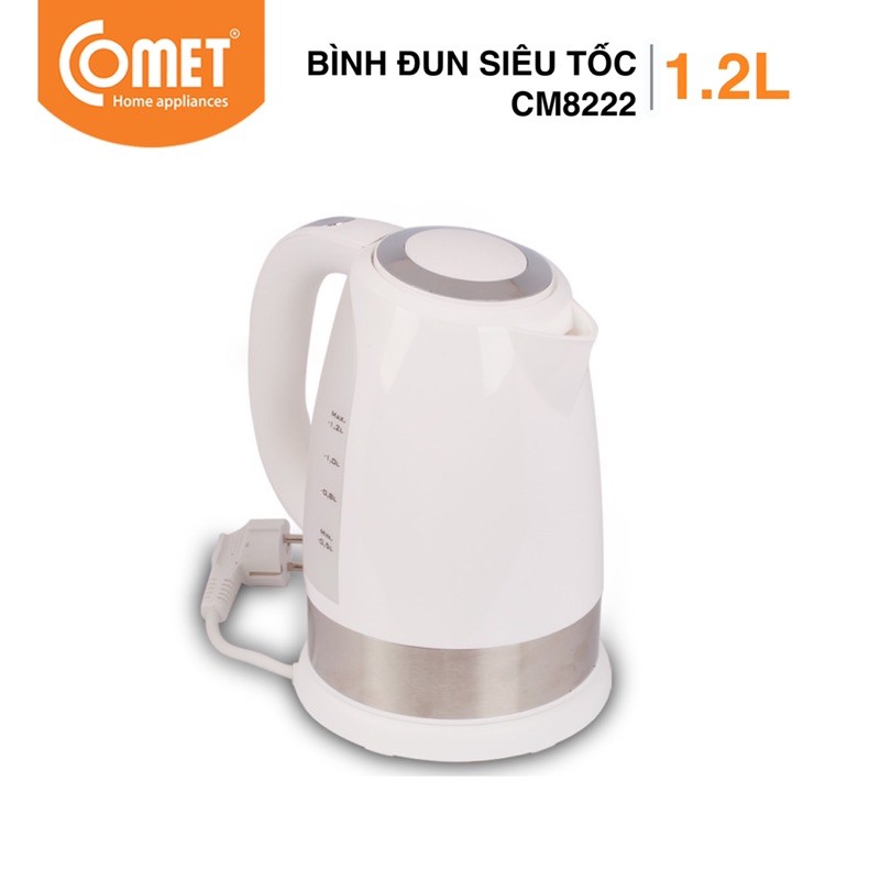 Bình đun siêu tốc nhựa chịu nhiệt 1,2L COMET - CM8222