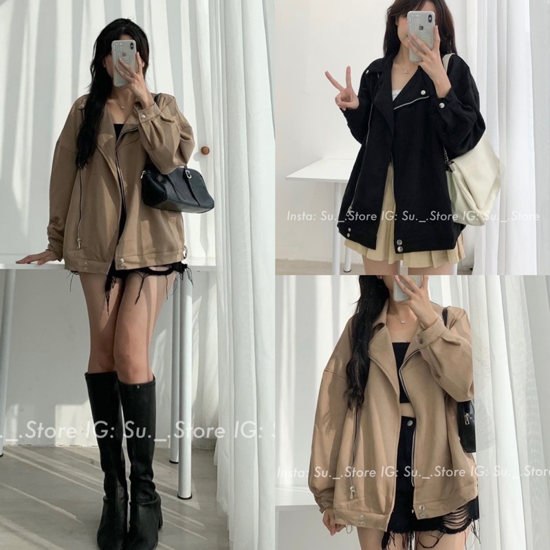 Áo khoác jacket da lộn cá tính /Hàng loại1 .Shyncloset