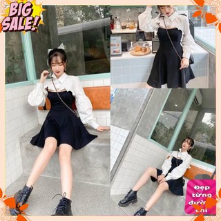 Set váy cá tính 2 dây mix thêm áo croptop Siêu Xinh