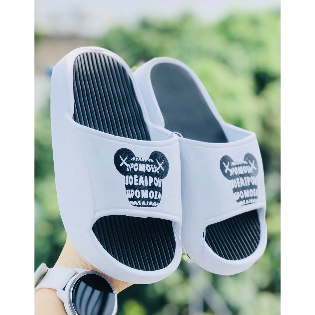 Dép gấu ❤️FREESHIP❤️ Dép quai ngang nam nữ đế độ 4cm, dép nam nữ quai ngang bánh mì độn đế ullzang họa tiết mặt gấu