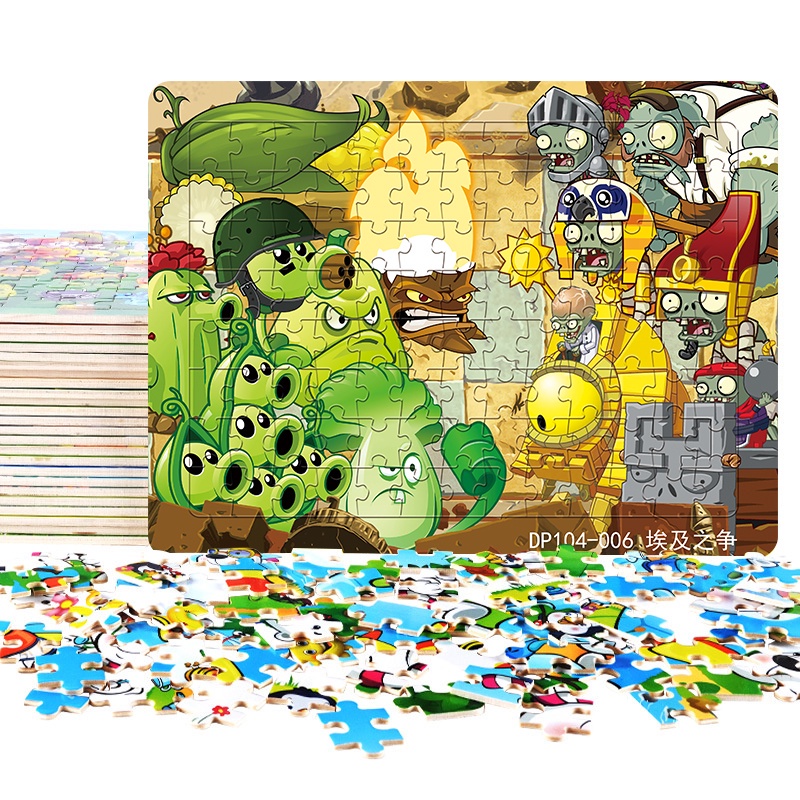 Bộ Đồ Chơi Lắp Ráp 104 Mảnh Dày 4mm Thân Thiện Với Môi Trường Họa Tiết Plants Vs. Zombies Cho Bé