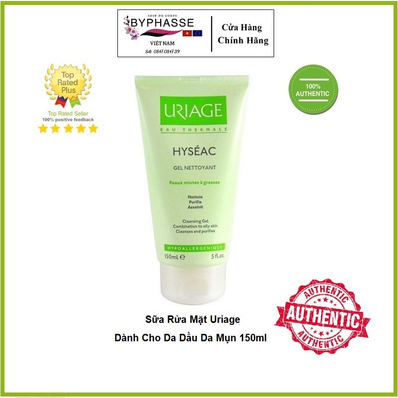 Sữa rửa mặt cho da dầu, mụn, da hỗn hợp Uriage Hyseac Gel Nettoyant