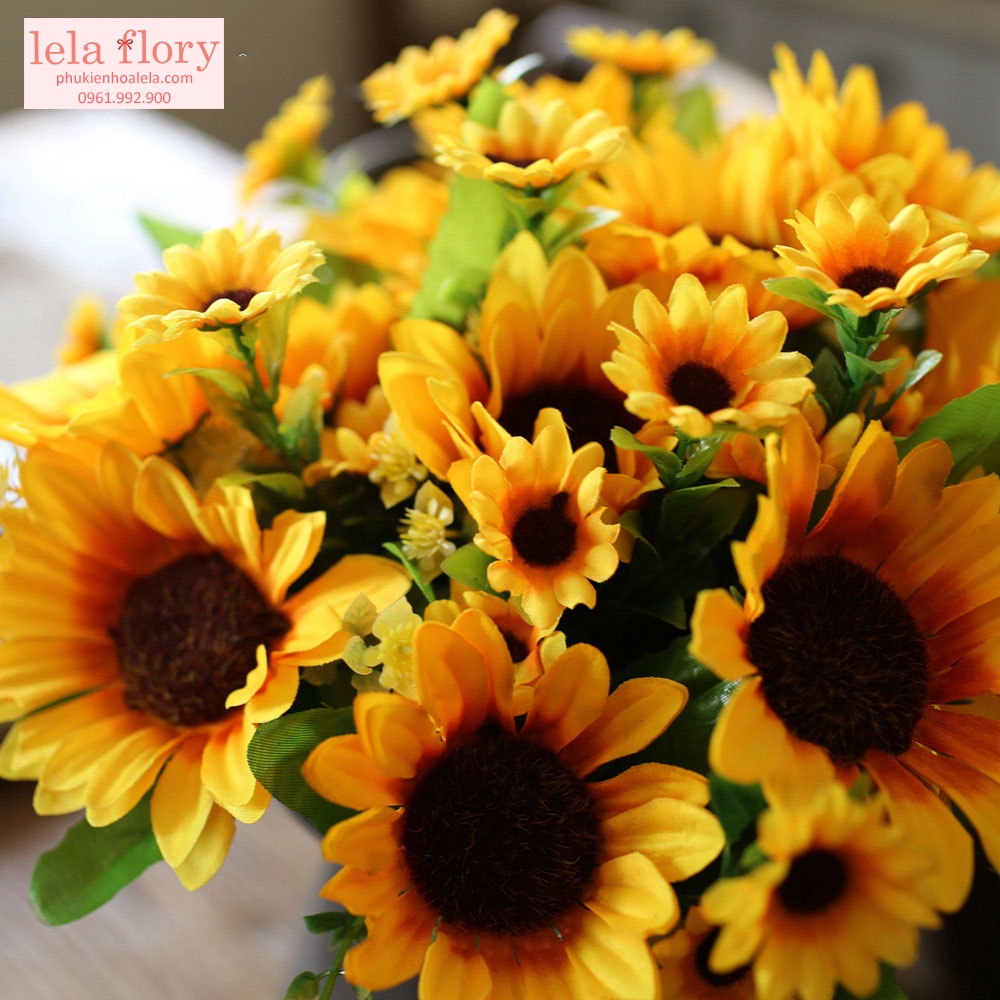 Chùm Hoa Hướng Dương, hoa hướng dương giả cắm lọ trang trí, Decor Nhà Cửa - HOG0003