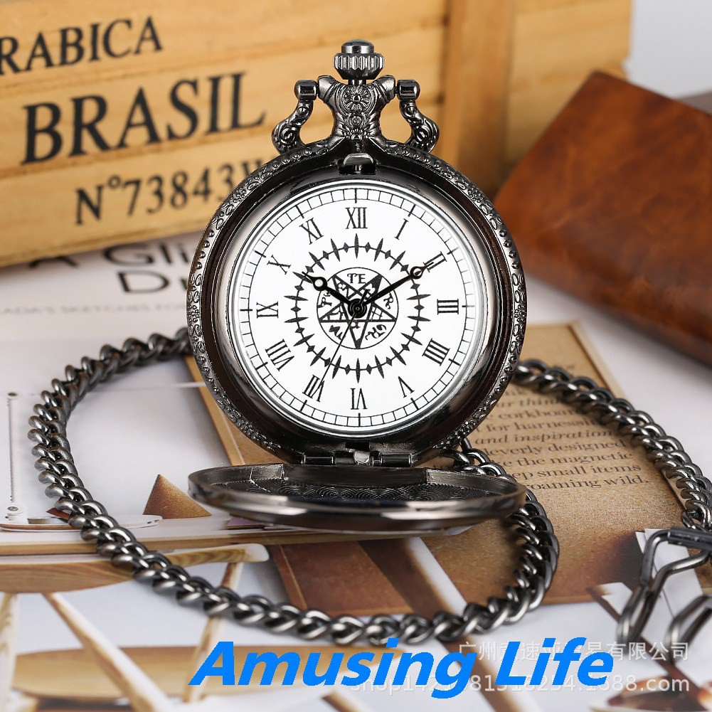 Quartz Pocket Watch Thương Mại Nước Ngoài Bán Anime Đồng Hồ Bỏ Túi Khế Ước Đen Deacon Unisex Nam Và Nữ Sinh Viên Sáng Th