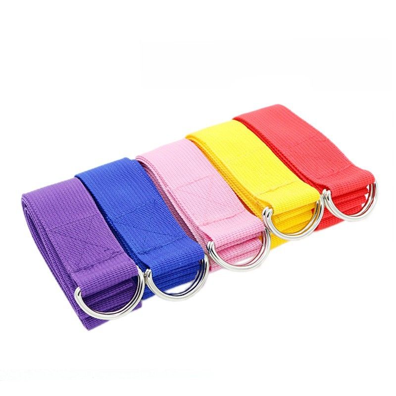 Dây đai yoga cotton dài 1,8m nhiều màu sắc có khoá kim loại có thể điều chỉnh hỗ trợ an toàn không trơn trượt GYGA