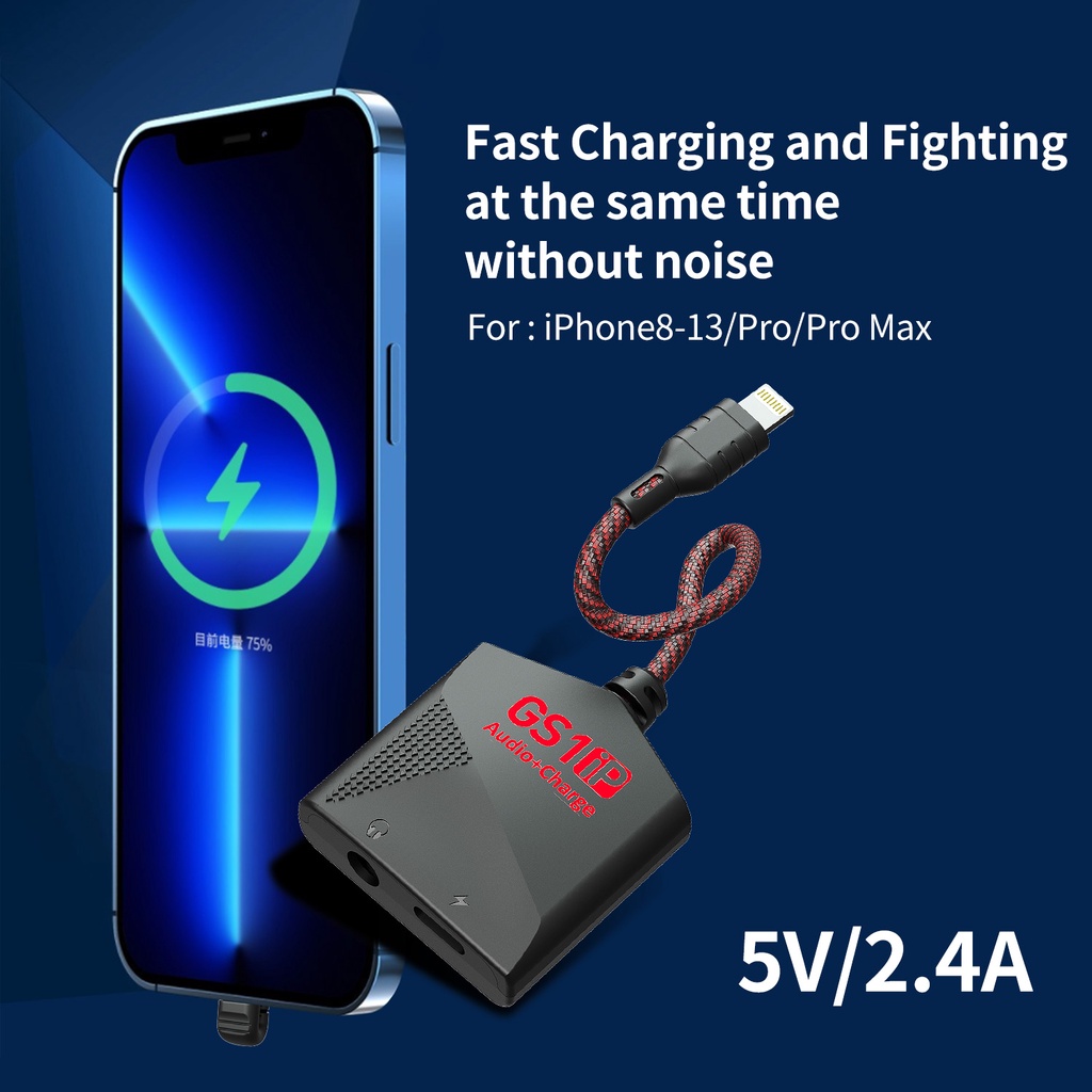 Đầu chia cổng PLEXTONE GS1-IP sạc nhanh lightning 2 trong 1 thích hợp cho iPhone 8-13 Pro Max