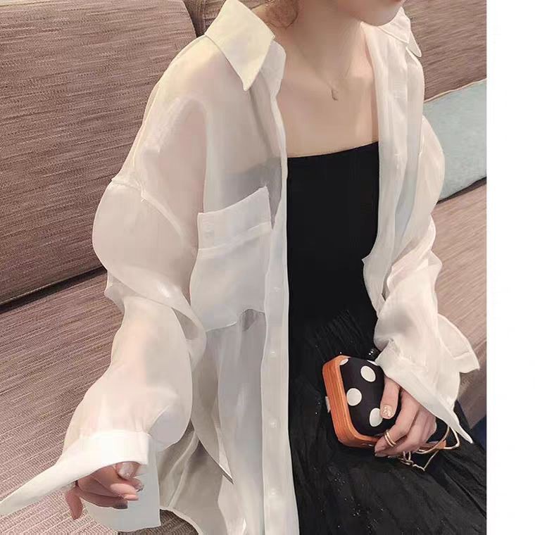 Áo Sơ Mi Nữ Dáng Rộng Chất Voan Óng Cao Cấp Phong Cách Hàn Quốc