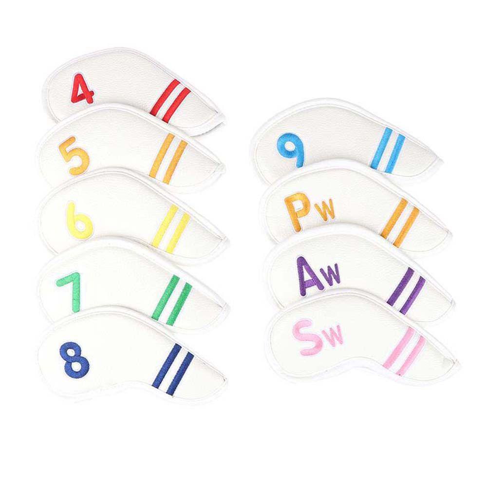 Set 9 Vỏ Bọc Bảo Vệ Đầu Gậy Đánh Golf 4-9, P ,S ,A Thêu Chữ Số