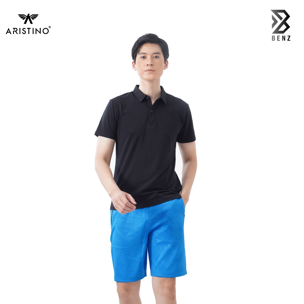 Áo thun nam Aristino 2  màu Đen xà Xanh biển, chất liệu CVC   - APS004S9