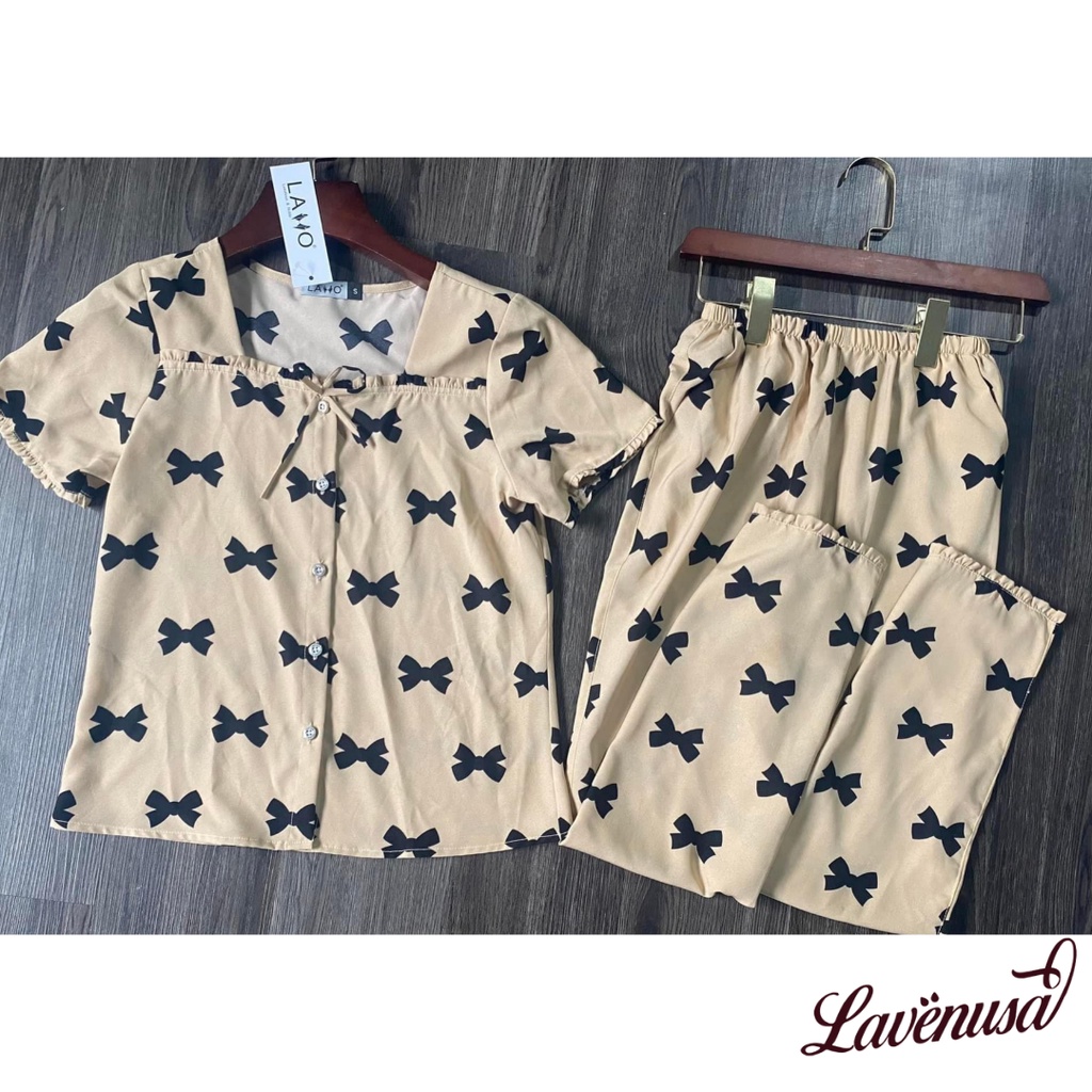 Bộ ngủ nữ mùa hè chất lụa cao cấp mềm mượt nhẹ nhàng nữ tính LAVENUSA QA14