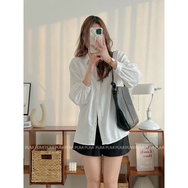 Sơ mi BIGSIZE dài tay Trơn Cực Basic cho Nàng CHUBBY TT01