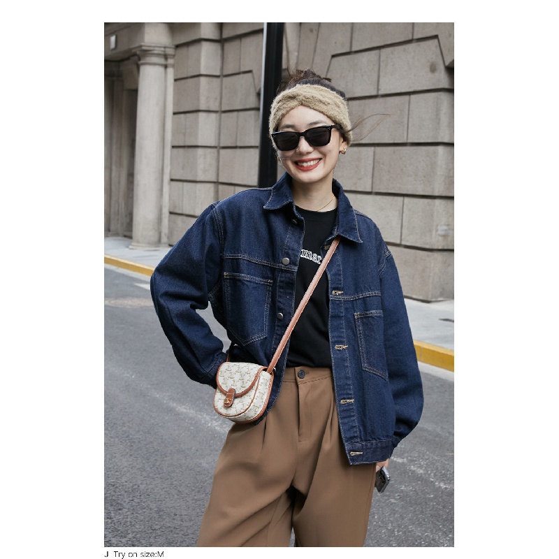 Áo Khoác Denim Dáng Rộng Thời Trang Xuân Thu Hàn Quốc Hàng Mới 2023 Dành Cho Nữ