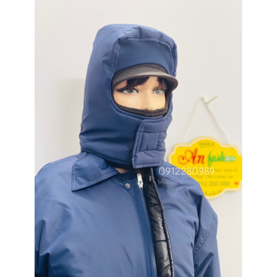 Áo kho lạnh -30 độ form dài đến gối mặc trong kho đông lạnh, thủy sản, trái cây có phản quang_ Hình chụp thật