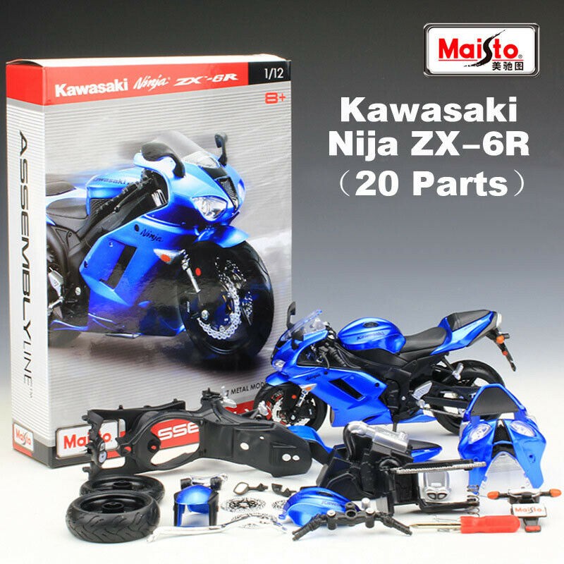 Mô hình lắp ráp moto Kawasaki ZX6R tỉ lệ 1:12 MAISTO