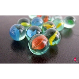 Bộ 200 viên bi ve 8 khía 7 màu size 1.4cm bằng thuỷ tinh sáng