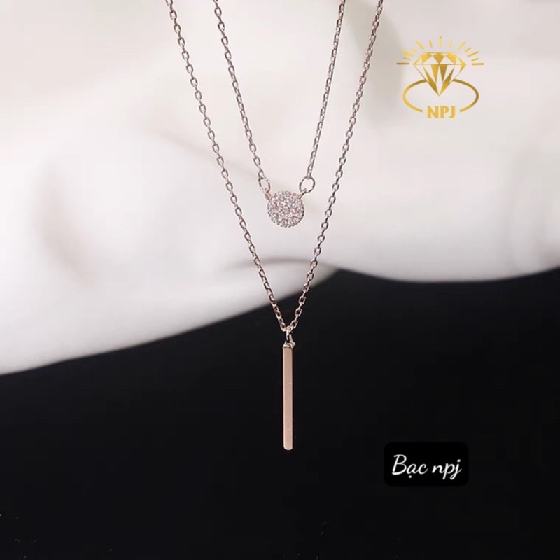 Dây chuyền chập đôi bạc xinh, Vòng cổ nữ Bạc Ta - Bạc BNp